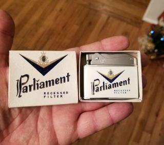 Vintage Parliament Recessed Filter Cigarettes Flat Advertising Lighter - Ryan