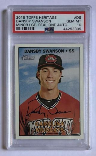 2016 Topps Heritage Minors Dansby Swanson Real One Auto Psa 10 Gem Atlanta Brave