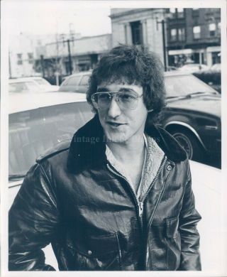 1980 Photo Steve Hassan Leather Jacket Glasses Man 8x10 Vintage Image