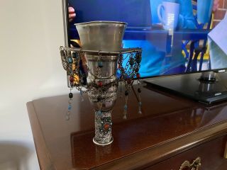 Persian Shisha Hookah Crown Head Bowl With Real Turquoise Stone On The Base.