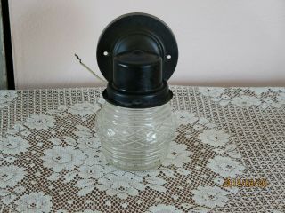 Vintage Black Metal Outdoor Outside Wall Porch Light Clear Glass Shade Globe