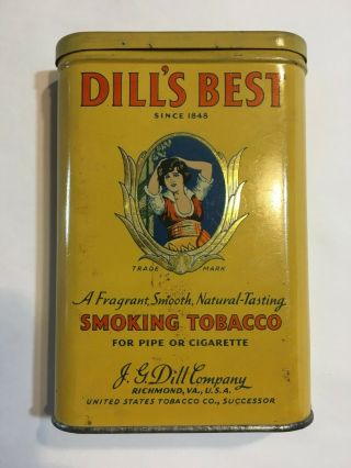 Vintage Dill ' s Best Tobacco Pocket Tin - Smoking Tobacco - Fast 2