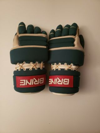 Vintage Brine L35 Lacrosse Gloves Green And White