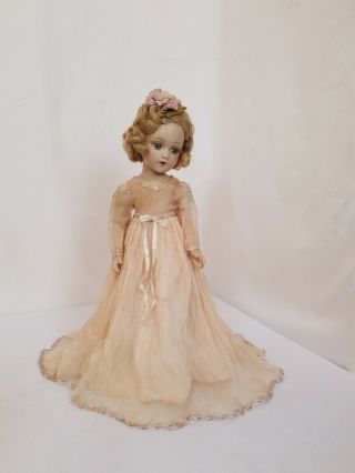 Antique Vtg 20 " Madame Alexander Composition Doll Blonde Wendy Anne Pink Dress
