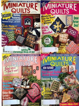 4 Miniature Quilts Vintage Magazines 1998 Patterns Small Boarders Designs Crazy
