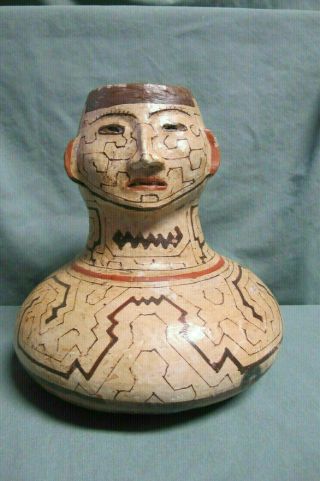 Large Vintage Shipibo Native Effigy Pottery Vessel