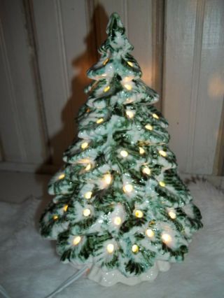 Very Snowy Noel Holly Xmas Ceramic Tree Light Vtg 80s Inspired W/ No Tree Bulbs