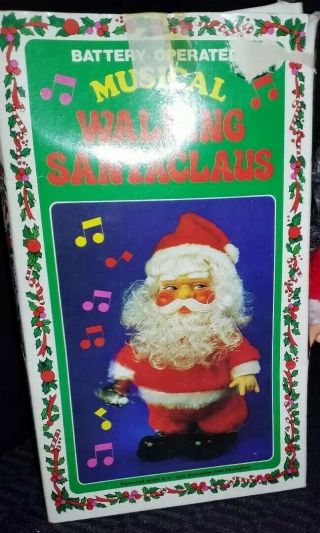 Vintage Walking Santa Claus With Bell Motion And Music