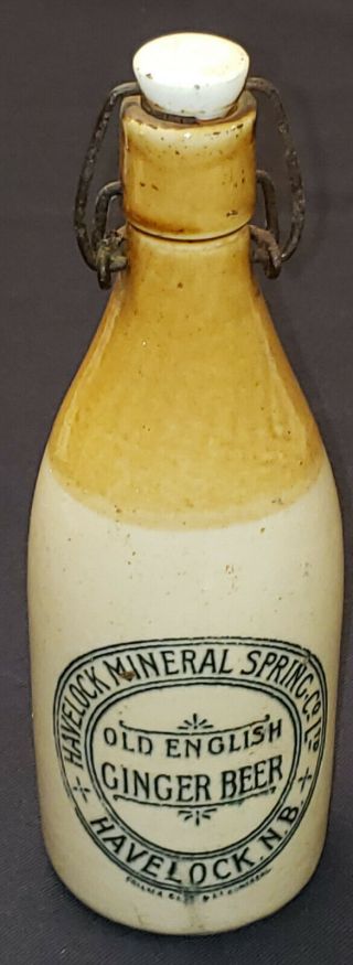 Antique Havelock Mineral Spring Ginger Beer Nb,  Canada Stoneware Bottle