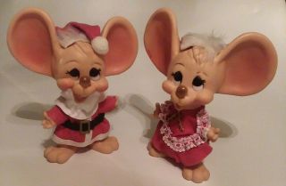 2 Vintage Huron Products Big Ear Mouse Bank Christmas Santa Claus Topo Gigio