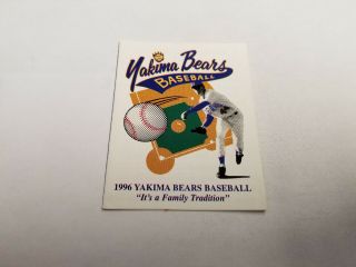 Yakima Bears 1996 Minor Baseball Pocket Schedule - Thriftway