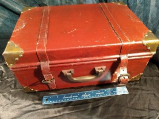 Set of 3 Vintage Luggage Suitcases Wood with Leather Cover & Brass Finials (B) 2