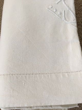 Vintage French Metis Linen Sheet With Monogram