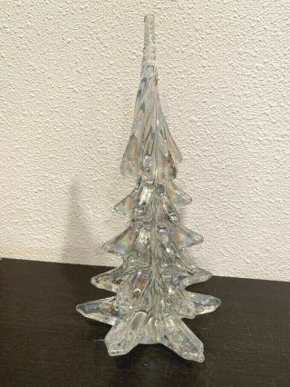 Vtg Clear Iridescent Art Glass Silvestri Christmas Tree Large 11.  25” - Stunning
