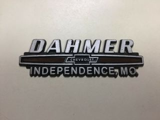 Vintage Dahmer Chevrolet Car Dealer Dealership Plastic Emblem Independence,  Mo.