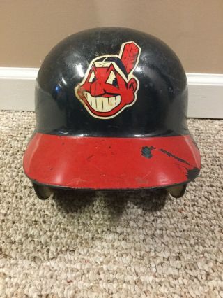 Cleveland Indians Blue Batting Helmet Game Used??? Chief Wahoo Mlb