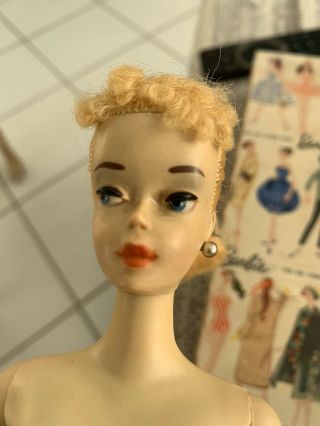 Vintage 1959 3 Blonde Pony Tail Barbie Doll