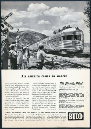 1941 Twin Cities Zephyr Cb&q Train Photo Budd Vintage Print Ad