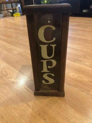 Vintage Mid Century Modern Wood Holder/dispenser For Cups - Wall Mounted