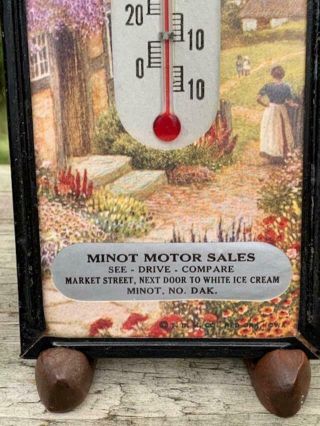 Vintage Advertising Thermometer Minot North Dakota Motor Car Sales Ice Cream 2