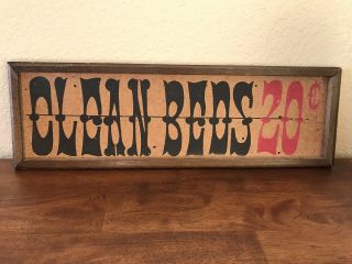 Vintage Wood Novelty Boarding House Sign Beds 20 Cents 6 " X19 " Man Cave