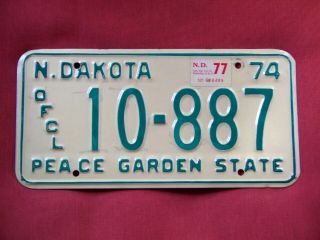 1977 1974 Base North Dakota Official License Plate Exc Cond Ofcl Base