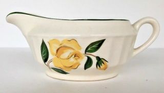 Gravy Boat Creamer Floral Design Yellow Rose Vintage Off White Dinnerware
