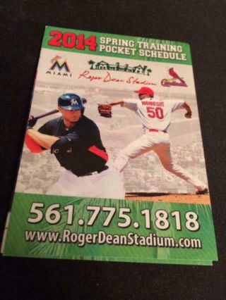 2014 St.  Louis Cardinals & Marlins Spring Training Baseball Pocket Schedule