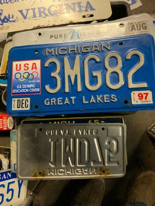Michigan Great Lakes Us Olympic Education Center License Plate Tab 97 3mg82.