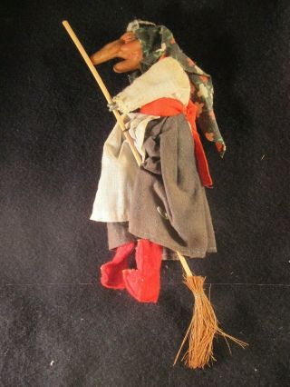 Vintage Kitchen Witch On Broom Figurine Decoration Halloween Made Taiwan