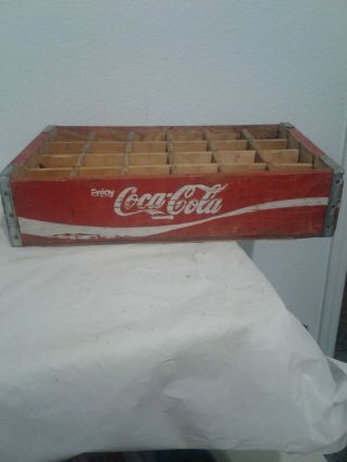 Vintage Coke Wooden Crate 24 Bottle Carrier Coca Cola Red & White