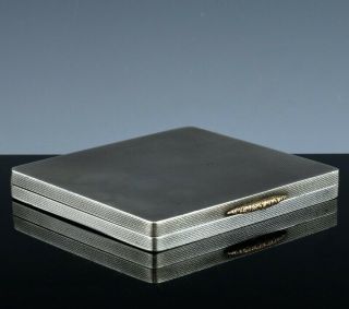 Quality C1913 Art Deco Birmingham Sterling Silver & 14k Gold Cigarette Card Case