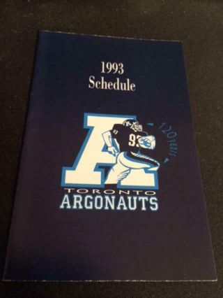 1993 Toronto Argonauts Cfl Canadian Football Pocket Schedule Pro Line Version