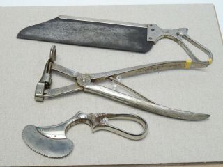 Set Of 3 Antique Amputation Surgical Medical Tools