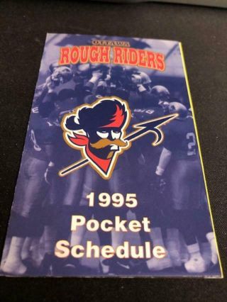 1995 Ottawa Rough Riders Cfl Canadian Football Pocket Schedule Frisby Version