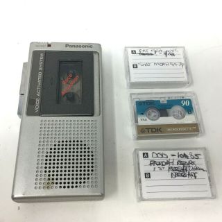 Vintage Panasonic Handheld Microcassette Voice Recorder Model Rn - Z109 & 3 Tapes
