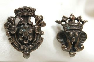 2 Unique Vintage Crown Sterling Silver Pins