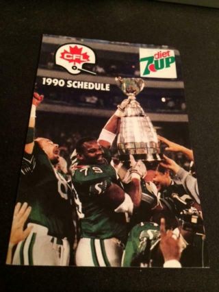 1990 Cfl Canadian Football League Pocket Schedule 7 - Up Version