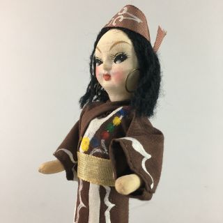Japanese Kokeshi Doll Ornament Vtg Carving Figurine Ainu Lady Kf85