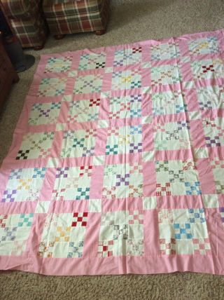 Vintage Hand Stitched Quilt Top 89” By 74”