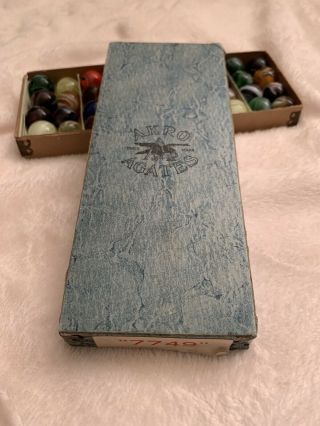 RARE 1930s - 1940s Antique AKRO AGATE MARBLE BOX SET Box 2
