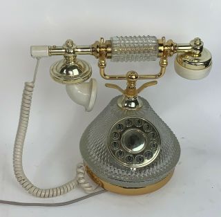 Vintage French Victorian Shabby Style Crystal Glass Telephone