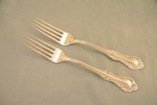 2 International Joan Of Arc Sterling Silver 7 - 3/8 " Dinner Forks No Monogram