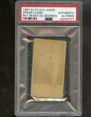 1887 N172 Old Judge Spider Clark Bat (at Ready,  At About 30) Psa Authentic