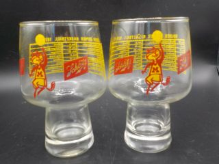 2 Vtg Minnesota Golden Gopher Schlitz Beer Basketball Glasses 1974 - 75 Schedule