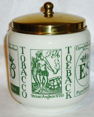 Vintage Royal Goedewaagen Gouda Pottery Pipe Tobacco Canister - Green Letters