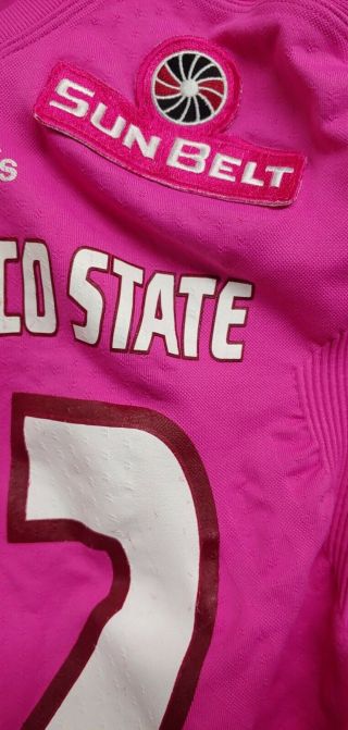 Game Worn Mexico State Aggies Football Pink Jersey Adidas 12 Size L 3