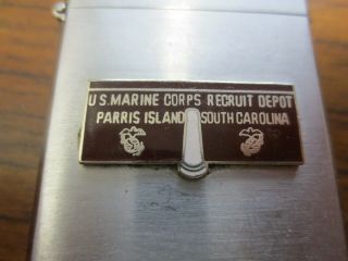 Vintage ATCO Military Lighter U.  S.  MARINE CORPS RECRUIT DEPOT PARRIS ISLAND SC 2