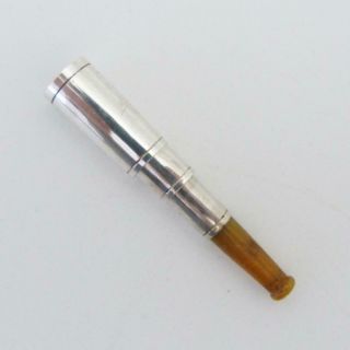 Sterling Silver And Amber Telescopic Cigarette Holder