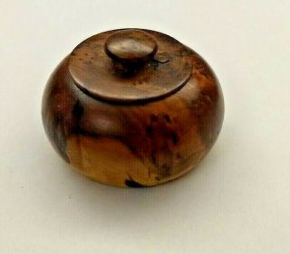 Round Vintage Burlwood Burl Wood Trinket Keepsake Snuff Box